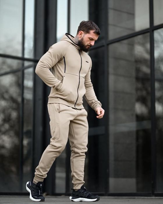 На флісові теплий кофта штани зимовий чоловічий спортивний костюм беж