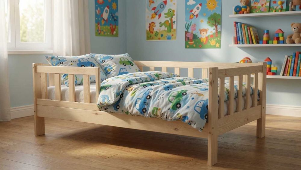 łóżko dla dziecka lite drewno  80x160 z barierką