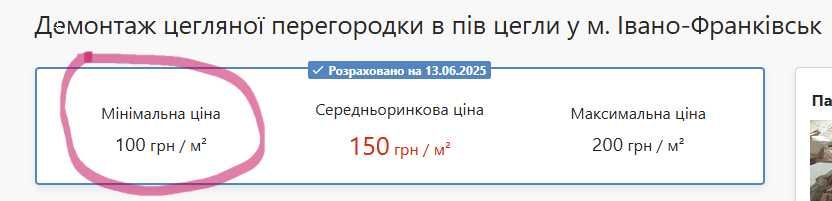 Демонтаж будь-якої складності + вивіз сміття (Ціна)