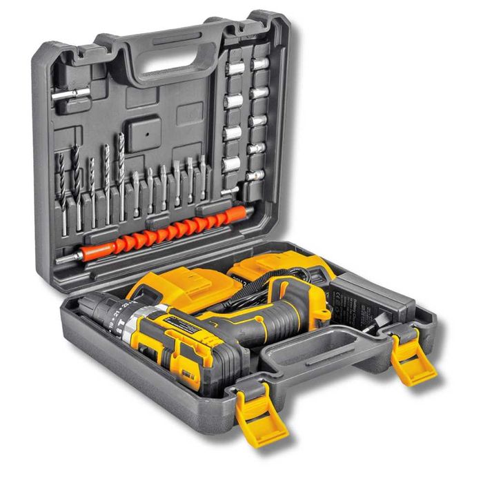 Mocna WKRĘTARKA akumulatorowa udarowa ZESTAW 2x bateria + AKCESORIA