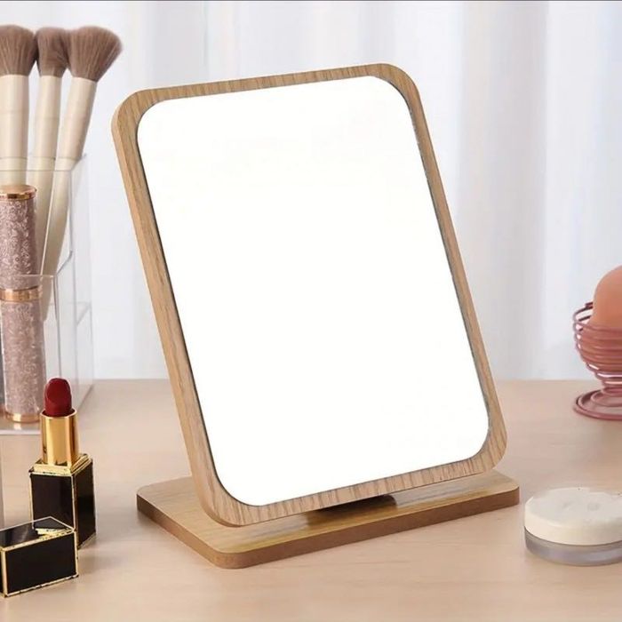 Lusterko kosmetyczne stojące drewniane prostokątne 21×16 cm VERKAM L8