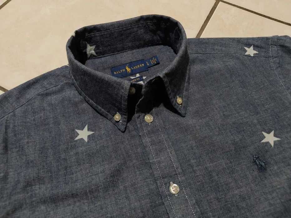 RALPH LAUREN USA - NOWA! z LOGO Koszula Męska Jeans rozmiar L