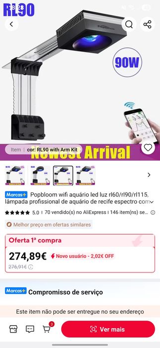 Iluminação aquario marinho