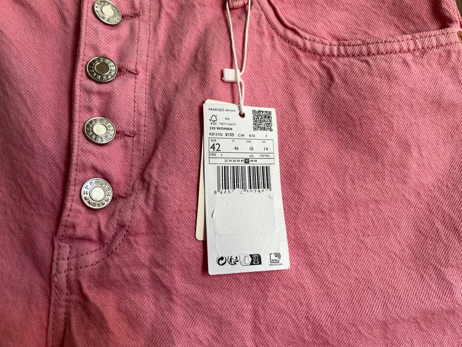 Рожеві джинсові шорти Mango з високою посадкою, нові, 100% бавовна, XL