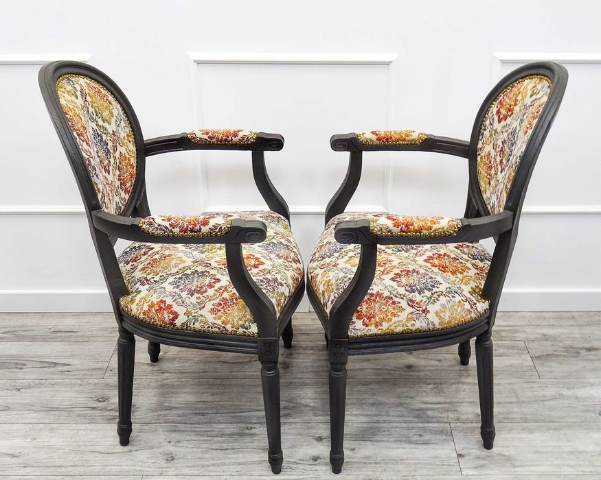 FOTELE tapicerowane do jadalni FOTEL kapitański SZENILA po renowacji 2