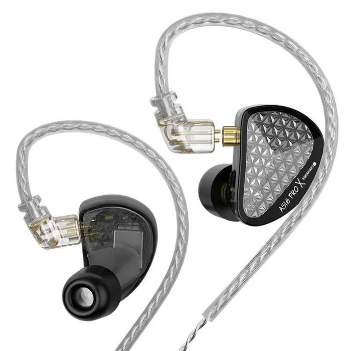 ‼️ KZ AS16 Pro X (black, mic) - 16и драйверные арматурные IEM наушники