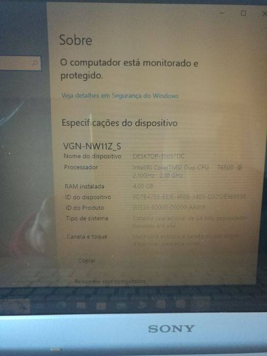 Portátil Sony vaio