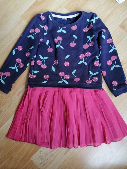 Bawełniana sukienka z tiulową spódniczką 110 116 Lupilu wiśnie bluza spódnica