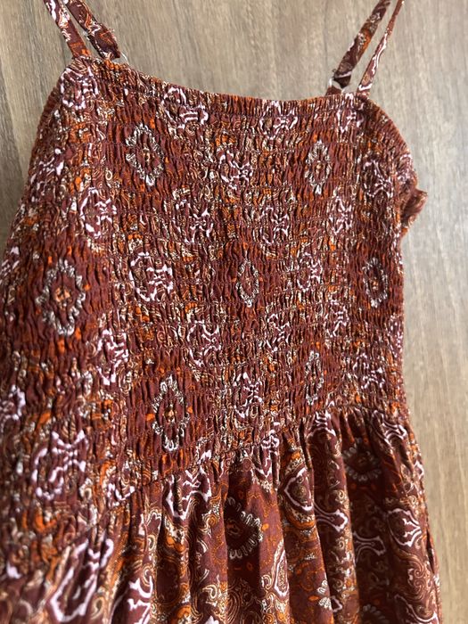 Sukienka letnia boho wzory bordowa S/M