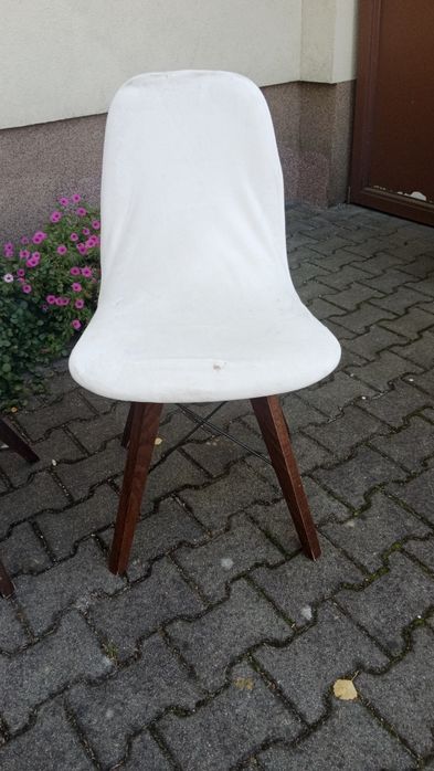 Krzesło 3 sztuki drewniane białe