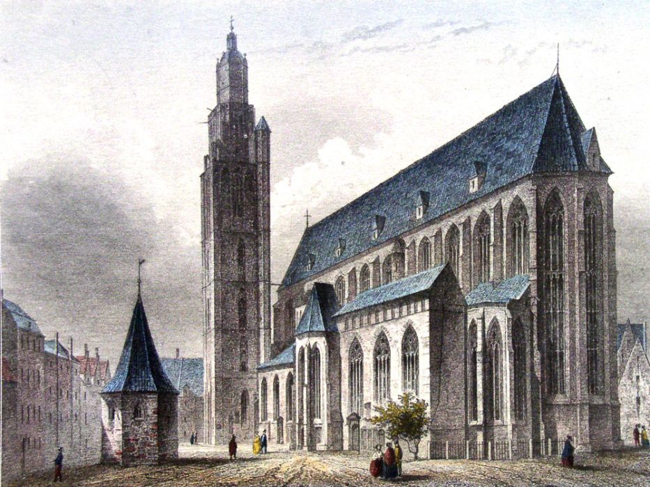 BRESLAU - kościół Św Elżbiety - barwna litografia Wrocław