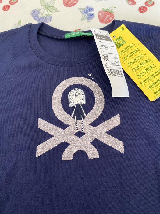Blusa azul benetton 3/4 anos