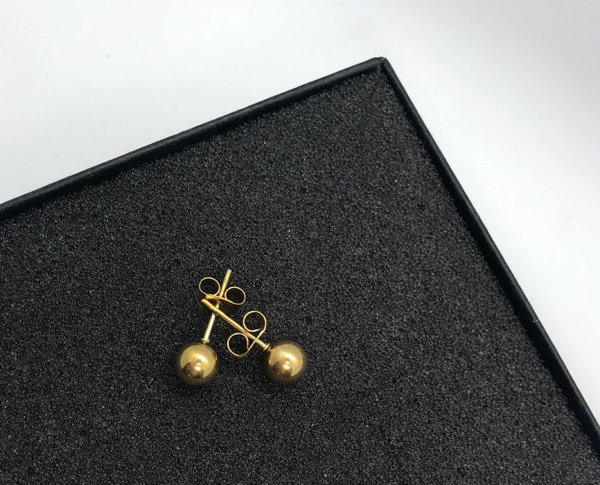 Kolczyki złote kulki 6mm wkrętki stal chirurgiczna