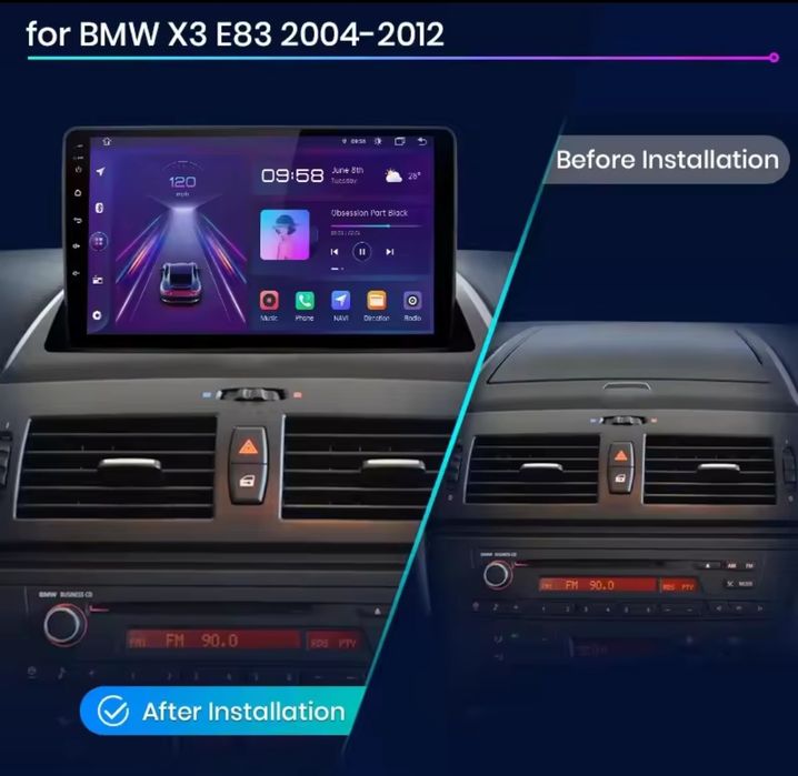 Rádio 9 Polegadas Android BMW E83 X3 2003 a 12 Carplay GPS 2/32GB Wifi