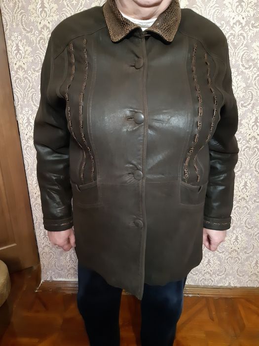 Куртка шкіряна жіноча кожаная куртка 56 розмір