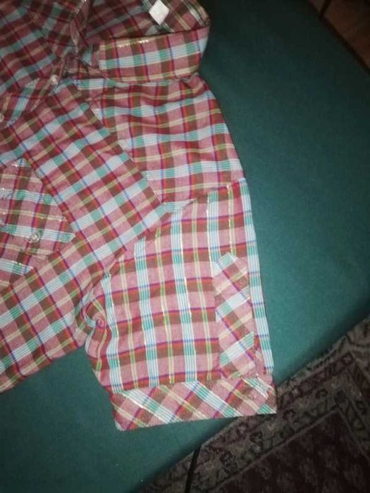 Bluzka mała bluzeczka krateczka ze zlota nitka 36