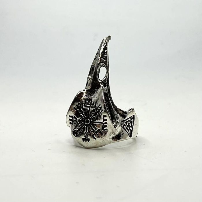 Sygnet pierścionek obrączka ring dziób wiking viking znaki srebrny