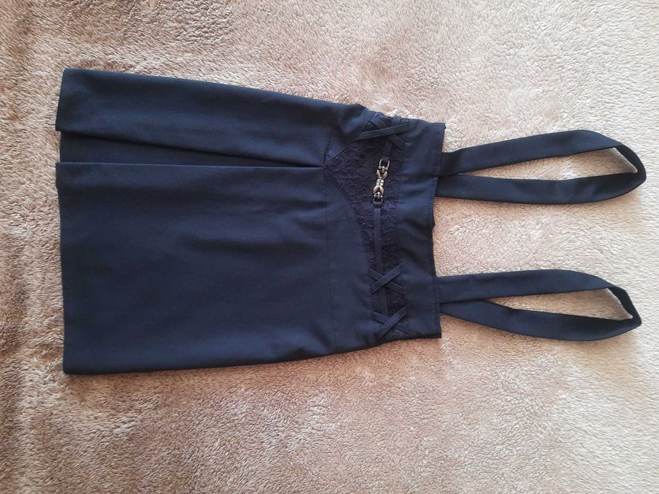 Юбка - сарафан школьная с бретелями, на лямках, шлейках на 9-11 лет