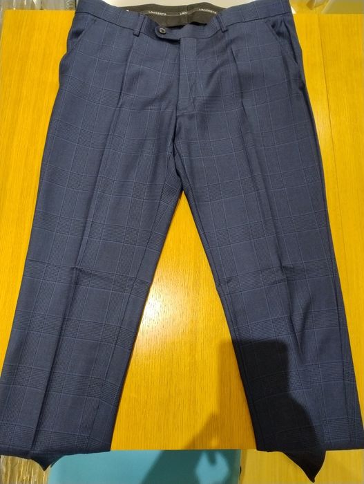 Lancerto garnitur granatowy w kratę 100% wełna 176/104 stan bdb