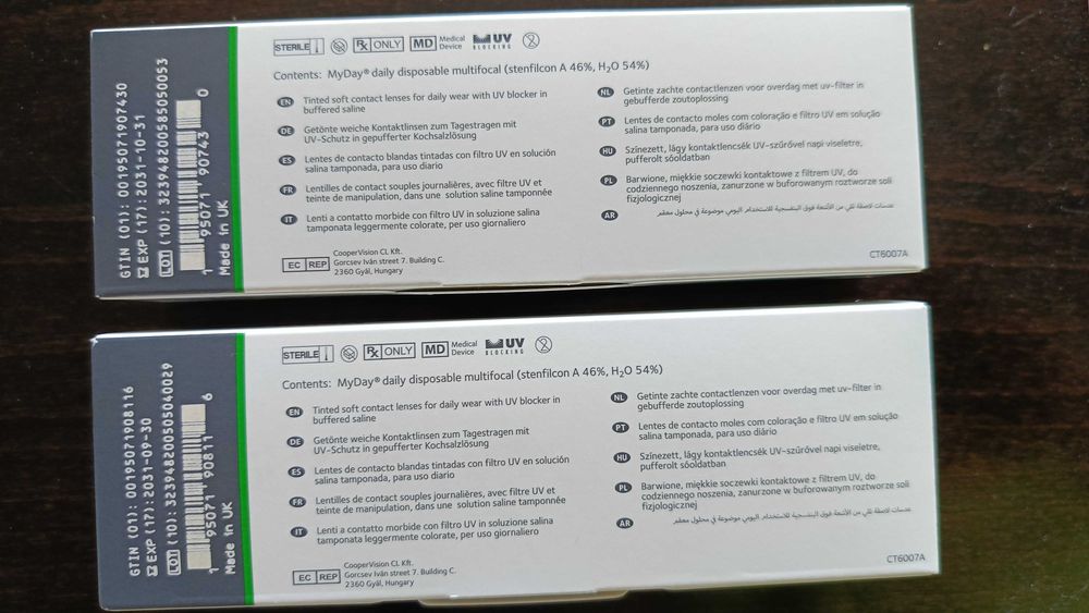Soczewki kontaktowe MyDay multifokal CooperVision +1, +1,25