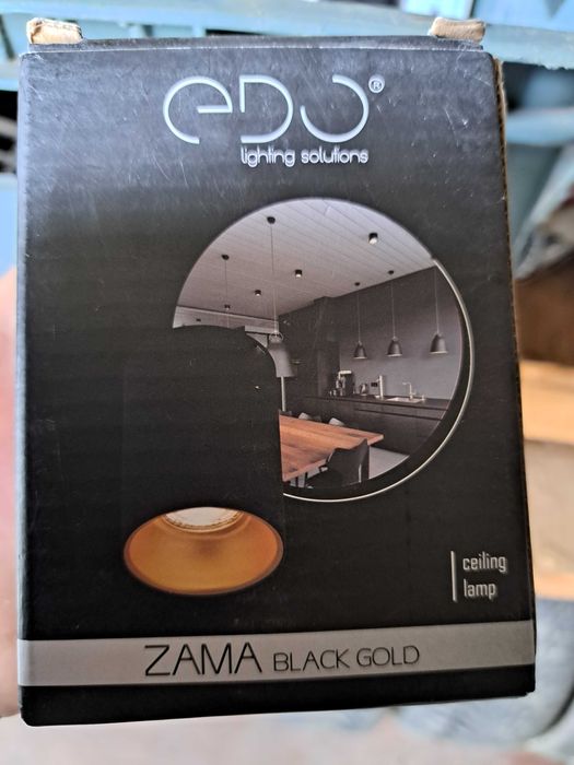 Lampa lampka tuba czarno złota ZAMA BLACK GOLD