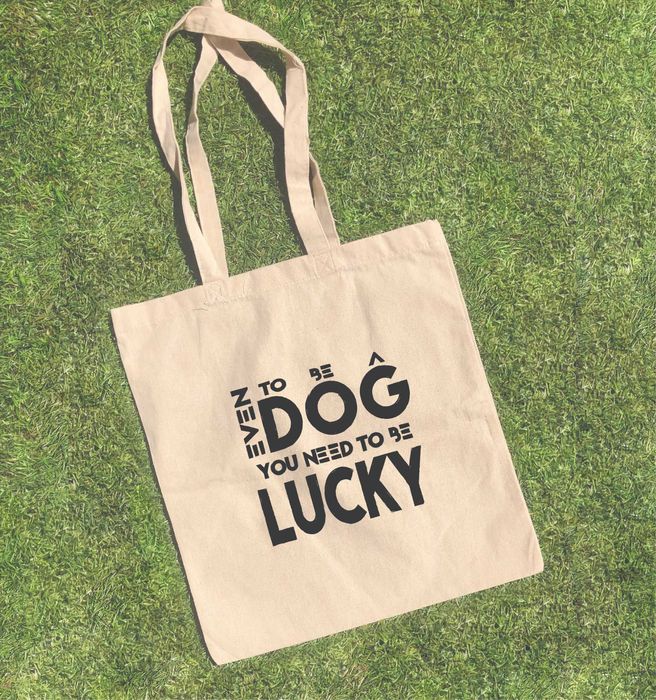 Sorte para ser Cão Tote Bag Saco Pano Cru - PORTES GRÁTIS