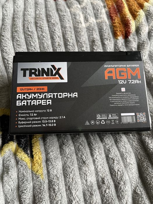 Акумуляторна батарея Trinix 12В 7.2 Аh та CSB