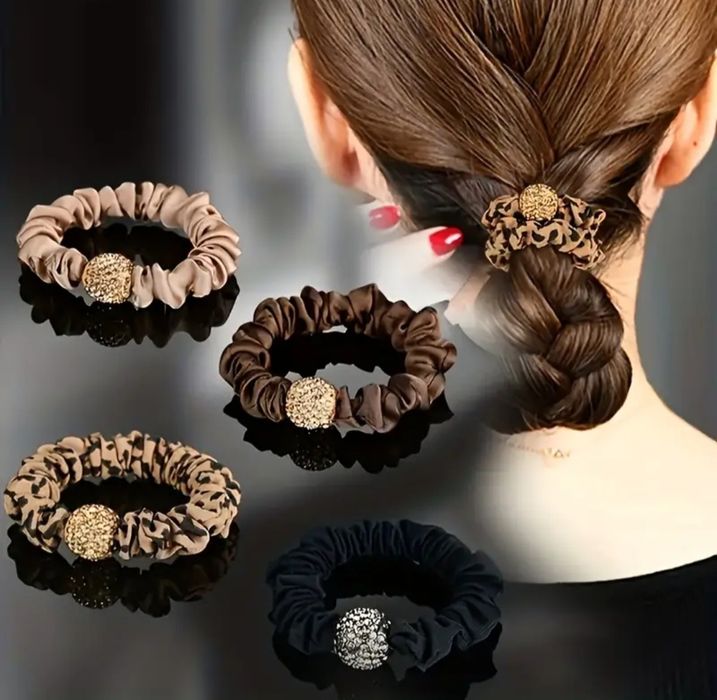 Gumki do włosów Scrunchie Zestaw 4 sztuk Panterka