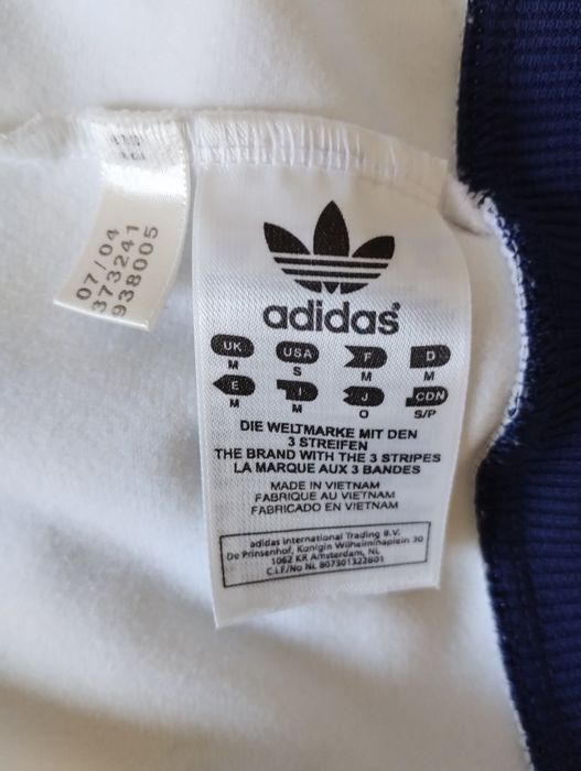 Dres męski Adidas biały z granatowymi lampasami