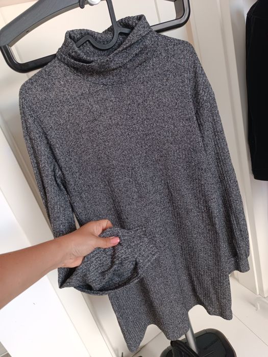 Długi sweter szary melange M 38 10 Zara