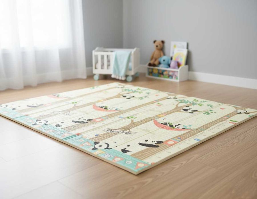 DUŻA Mata edukacyjna piankowa dwustronna „Pandy i Indianie” 200x180 cm