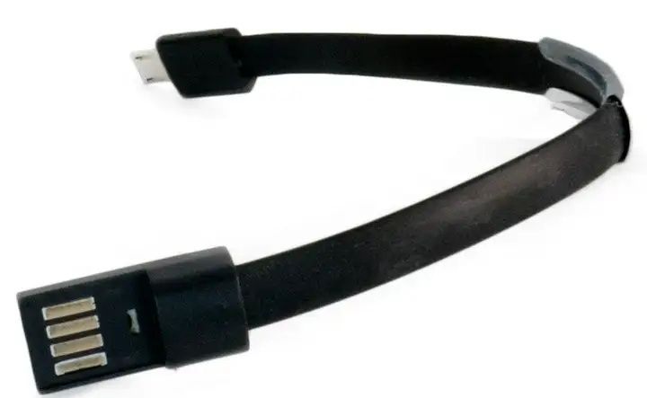 Браслет USB to MicroUSB, длина 20 сантиметров, цвет черный. Новый. В н