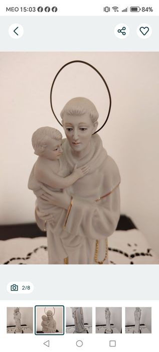 Santo António em Porcelana Fina com Pedraria.