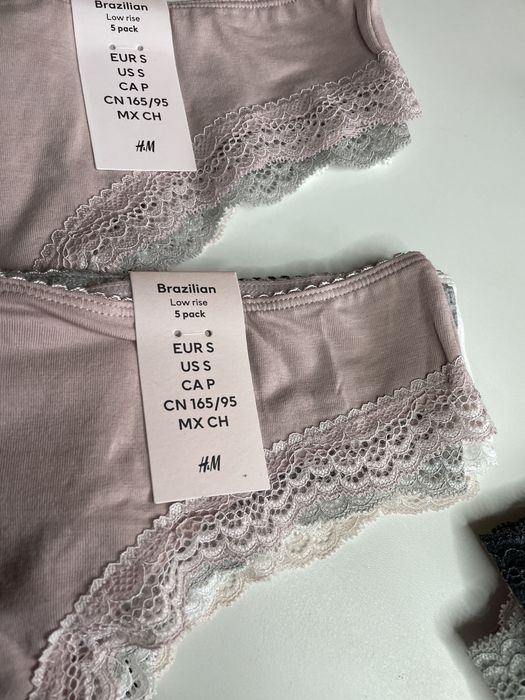 Набір трусиків 5 шт бразеліано з мереживом  h&m оригінал з бірками