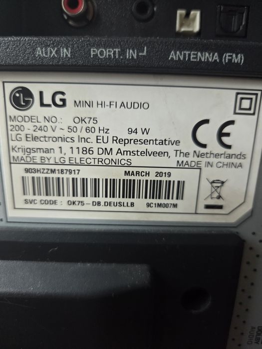 Glosnik LG OK75 uszkodzony