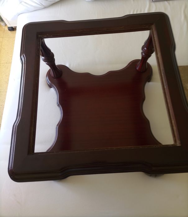 Mesa de apoio madeira e mármore