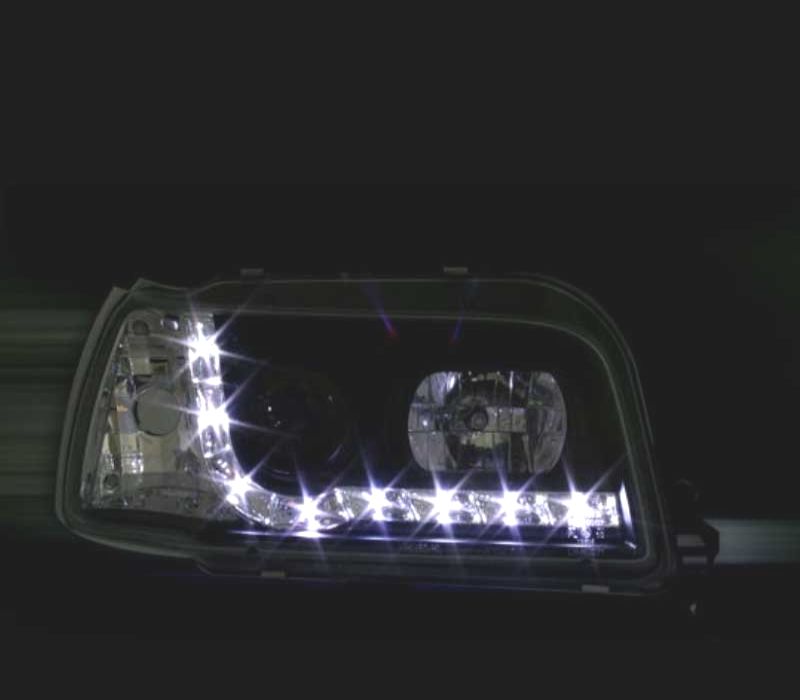 FARÓIS FRONTAIS RENAULT CLIO 92-97 LUZ DIURNA LED FUNDO PRETO