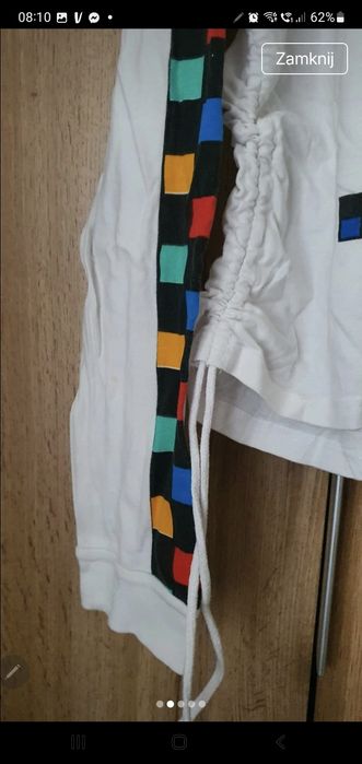 Biała bawełniana bluza z kapturem r 42