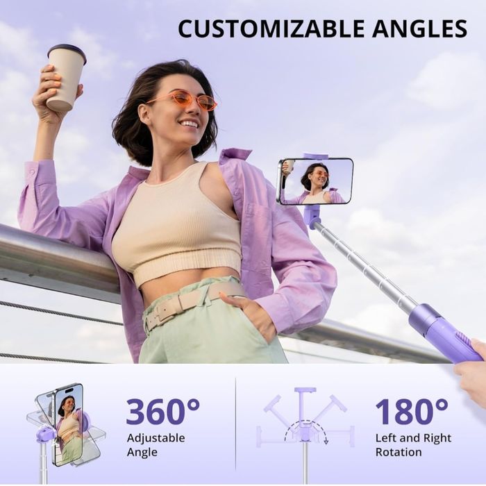 ATUMTEK Statyw do selfie Stick 1,5 m fioletowy