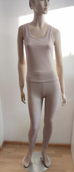 Damski 3częściowy komplet bluza top leginsy