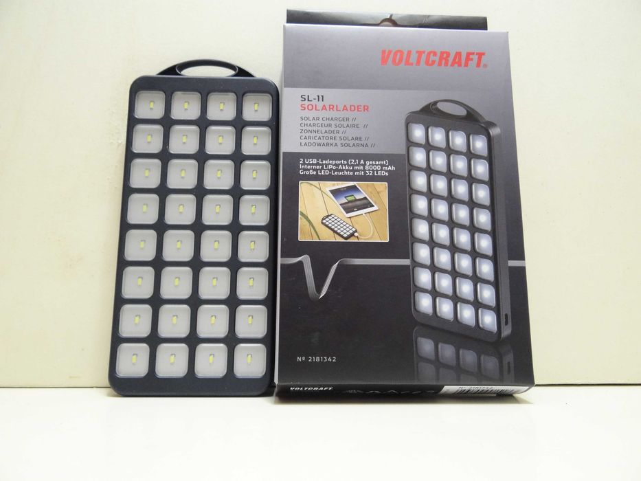 Павербанк новый Voltcraft SL-11 8000\солнечная панель\мощный фонарь