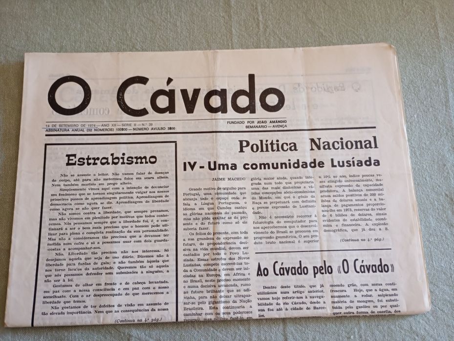 O Cavado de 14 de setembro e 6 de julho 1974