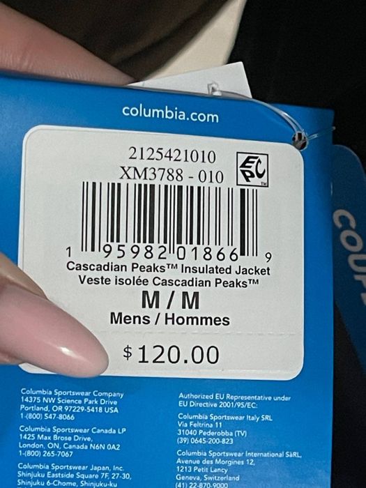 Оригінал Куртка Курточка Columbia зима  XM3788-010 Каламбія М Л  чорна