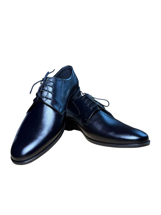 Buty męskie eleganckie skórzane czarne półbuty Derby klasyczne rozmiar 41 E70 CZARNY