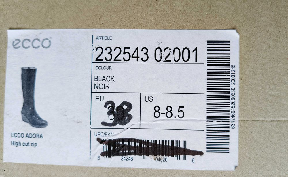 Damskie kozaki Ecco Adora.Skóra. 38. Nowe.