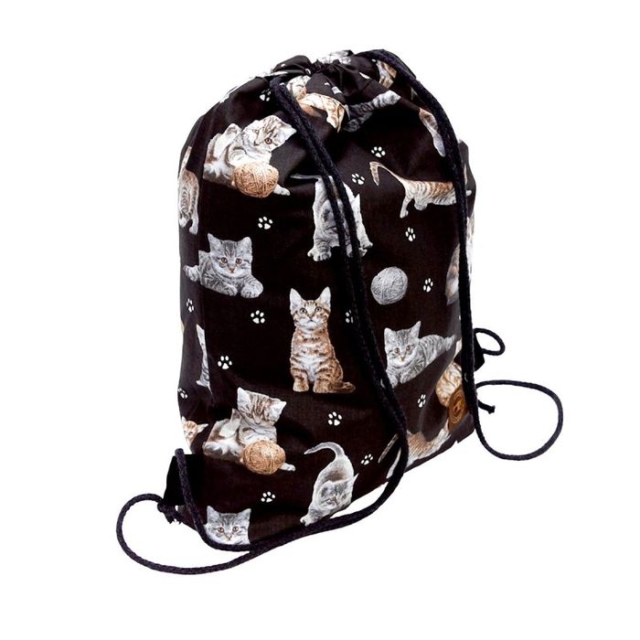 Koty na Czarnym Plecak Worek Bawełniany dla dzieci