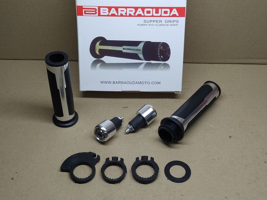 Ручки керма мото "BARRACUDA" (грипси +відбійники) універсальні