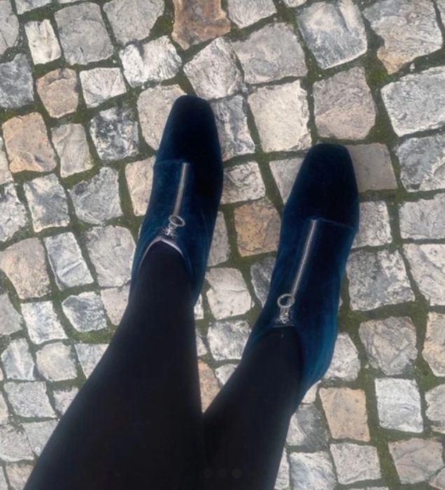 Botas azuis de veludo fa Zara T.  40