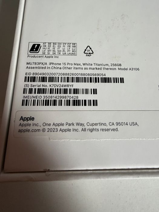 @ # Bateria 100% iPhone 15 Pro Max 256gb White Titanium