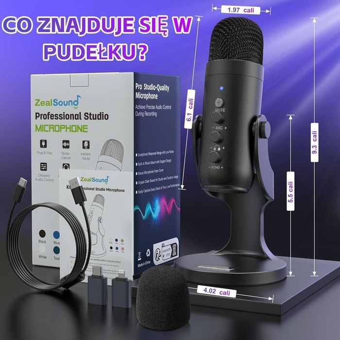 ZealSound mikrofon USB do nagrywania, streamingu